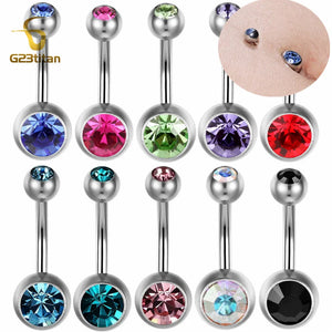 14G Titanium Belly Button Rings Zircon Navel Barbell