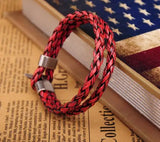 10 Red Lot Surfer Double 6mm PU Leather Bracelet Men's Cuff