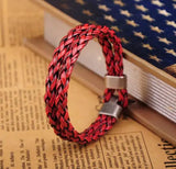 10 Red Lot Surfer Double 6mm PU Leather Bracelet Men's Cuff
