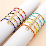 Golden Star Jesus Charm Bracelet Colorful Crystal Beads