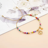 Golden Star Jesus Charm Bracelet Colorful Crystal Beads