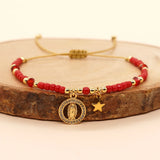 Golden Star Jesus Charm Bracelet Colorful Crystal Beads