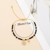 Golden Star Jesus Charm Bracelet Colorful Crystal Beads