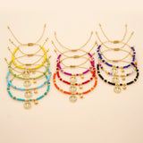 Golden Star Jesus Charm Bracelet Colorful Crystal Beads