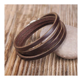 Brown Alloy Infinity Clasp Leather Wrap Bracelet Cuff Men's