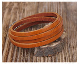 Khaki Alloy Infinity Clasp Leather Wrap Bracelet Cuff Men's
