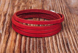 Red Alloy Clasp Leather Wrap Bracelet Cuff Men's