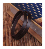 Brown Alloy Clasp Double Wrap Men's Leather Bracelet Wristband