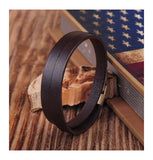 Brown Alloy Clasp Double Wrap Men's Leather Bracelet Wristband