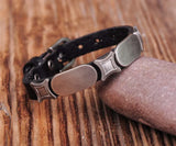 Men's Single Wrap Alloy Stud Leather Bracelet Bangle