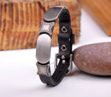 Men's Single Wrap Alloy Stud Leather Bracelet Bangle