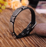 Men's Single Wrap Alloy Stud Leather Bracelet Bangle