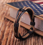 Adjustable Hemp Leather Braided Wristband Bracelet Men's