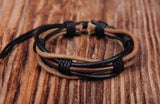 Adjustable Hemp Leather Braided Wristband Bracelet Men's