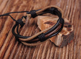 Adjustable Hemp Leather Braided Wristband Bracelet Men's