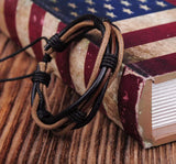 Adjustable Hemp Leather Braided Wristband Bracelet Men's