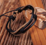 Adjustable Hemp Leather Braided Wristband Bracelet Men's