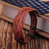 Adjustable Hemp Leather Wristband Bracelet Brown