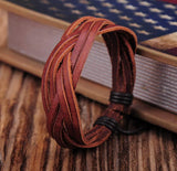 Adjustable Hemp Leather Wristband Bracelet Brown