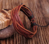Adjustable Hemp Leather Wristband Bracelet Brown