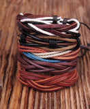 Adjustable Hemp Leather Wristband Bracelet Brown