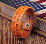 G351 Light Brown Leather Snap Bracelet Cuff