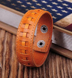 G351 Light Brown Leather Snap Bracelet Cuff