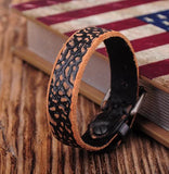 Vintage Textured Leather Wrap Wristband Bracelet Cuff Men's