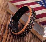 Vintage Textured Leather Wrap Wristband Bracelet Cuff Men's