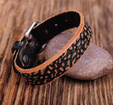 Vintage Textured Leather Wrap Wristband Bracelet Cuff Men's