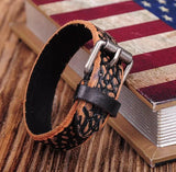 Vintage Textured Leather Wrap Wristband Bracelet Cuff Men's