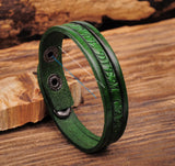 G369 Green Leather Wristband Bracelet Cuff