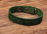 G369 Green Leather Wristband Bracelet Cuff