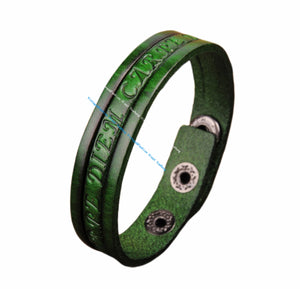 G369 Green Leather Wristband Bracelet Cuff