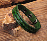 G369 Green Leather Wristband Bracelet Cuff