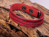 G369 Red Vintage Leather Wristband Bracelet Cuff