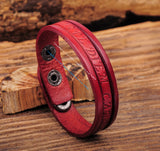 G369 Red Vintage Leather Wristband Bracelet Cuff