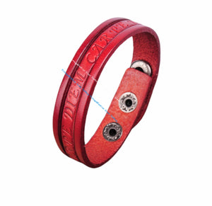 G369 Red Vintage Leather Wristband Bracelet Cuff