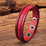 G369 Red Vintage Leather Wristband Bracelet Cuff