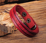G369 Red Vintage Leather Wristband Bracelet Cuff