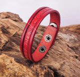 G369 Red Vintage Leather Wristband Bracelet Cuff