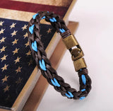 Bronze Braided Hemp & Leather Bracelet Cuff Men