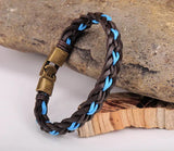 Bronze Braided Hemp & Leather Bracelet Cuff Men