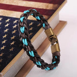Bronze Braided Hemp & Leather Wristband Bracelet Cuff