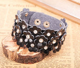 G465 Blossom Flowers Leather Wrap Bracelet