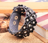 G465 Blossom Flowers Leather Wrap Bracelet