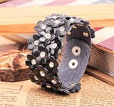G465 Blossom Flowers Leather Wrap Bracelet