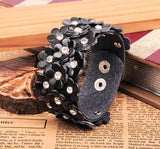 G465 Blossom Flowers Leather Wrap Bracelet