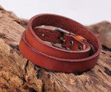G522 Brown Leather Bracelet Cuff Men's