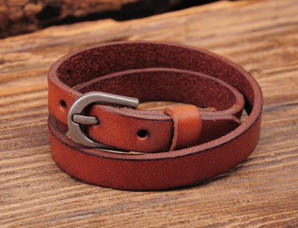 G522 Brown Leather Bracelet Cuff Men's